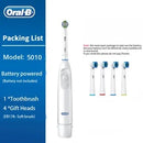 Oral B Rotation Electric Toothbrush DB5010 AA Battery 9600 Rpm Cross Action Cleaning Teeth Tooth Brush with Brush Refills