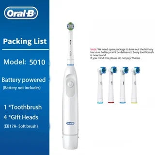 Oral B Rotation Electric Toothbrush DB5010 AA Battery 9600 Rpm Cross Action Cleaning Teeth Tooth Brush with Brush Refills