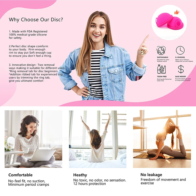 Silicone Menstrual Disc Cup Period Menstrual Collector Menstruation Menstrual Disk Women Health Care Feminine Hygiene Extra-Thin
