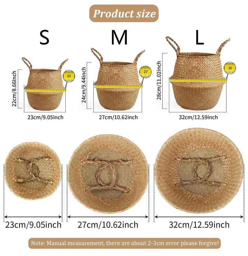 Storage Baskets Straw Wicker Rattan Hanging Flowerpot Seagrass Folding Laundry Clthoes Baskets Garden Plant Basket Home Decor