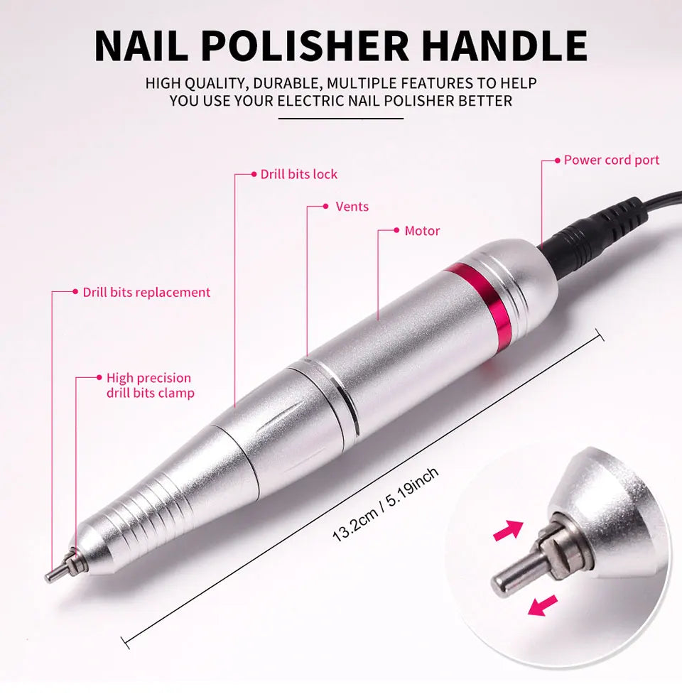 45000RPM Nail Drill Machine Cutters Professional Electric Nails Sander File for Gel Nails Polishing Remove Home Manicure Salon