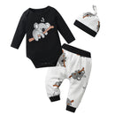 Newborn Baby Boy Baby Elephant Clothes Set Long Sleeve Romper Bodysuit Top and Pants with Hat Spring Autumn Cute Outfit for Boys