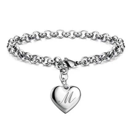 925 Pulseiras de Prata Esterlina com Coração Nobre para Mulheres, 26 Letras Corrente, Marca Designer de Moda, Festa de Casamento, Joias, Novo