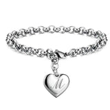 925 Pulseiras de Prata Esterlina com Coração Nobre para Mulheres, 26 Letras Corrente, Marca Designer de Moda, Festa de Casamento, Joias, Novo