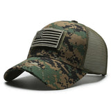 Black Mesh - Backed Baseball Cap with American Flag Patch - Stylish and Patriotic Accessory