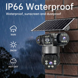 12MP 6K 3 Lens 3 Screen 4G Outdoor Solar Camera Wireless WiFi IP Cameras PIR Auto Tracking Solar Security CCTV Surveillance Cam