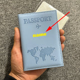 Funda de pasaporte personalizada con nombre en color dorado, billetera de viaje para hombre y mujer, porta pasaporte personalizable con nombre, tarjetero de presentación