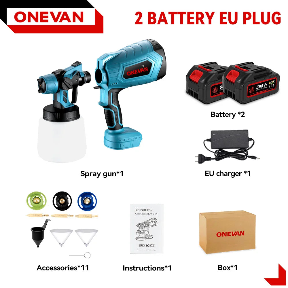 1000ML Electric Spray Gun Cordless Paint Sprayer Auto Furniture Household Sprayer Flow Control Power Tool For 21V 18V Battery