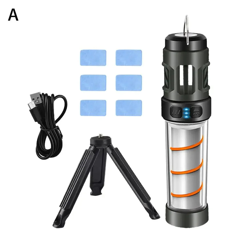 Mosquito Repelente Lâmpada LED, Camping Gear, Assassino, Lanterna, Ímã, Carregamento USB, Lanterna portátil, Lanterna