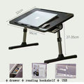 Lift Foldable Laptop Table for Bed Stand Lap Lazy Learning Desk Student Computer Desk for Working Read with Radiator Drawer