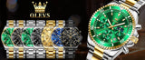 OLEVS 2870 Men's Watch Top Brand Luxury Watch for Men Original Waterproof Stainless Steel Chronograph Moon Phase Date Rota Dial