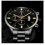Fashion Men Stainless Steel Watch Luxury Calendar Quartz Wristwatch Men's Business Watches for Men Clock Montre Homme