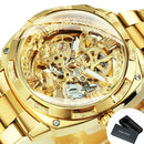 Forsining Square Skeleton Mechanical Watches Luxury Engraved Movement Retro Automatic Watch for Men Steel Strap Luminous Hands
