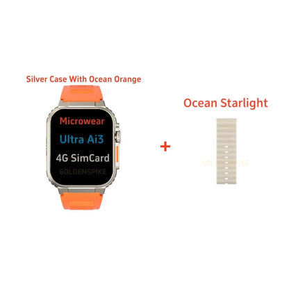 Reloj inteligente Microwear S10 Ultra con tarjeta SIM 4G, Android, pantalla Amoled de 2,2 pulgadas y 448 x 528, monitor de salud, cámara giratoria de 180° y 256 GB.