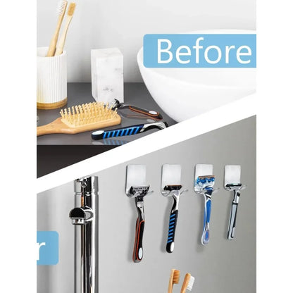 2 soportes para maquinillas de afeitar de acero inoxidable 304 para hombre, estante de almacenamiento para maquinillas de afeitar, organizador con ganchos para baño.