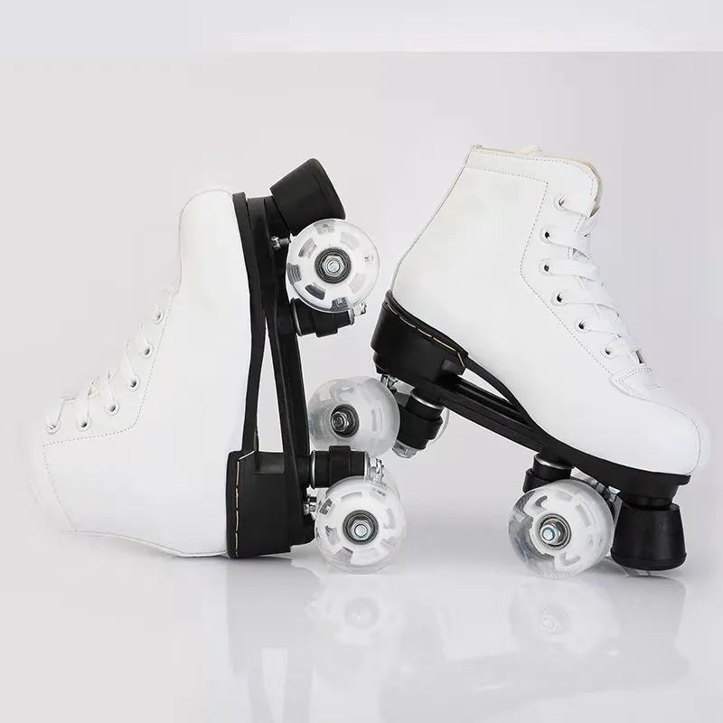 Adult Double-Row Roller Skates, Men's and Women's Flashing Four-Wheel Skates, Fancy Rink Professional Adult Skates