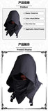 Men's Medieval Vintage Pirate Cosplay Mask Hooded Cloak Black White Gothic Punk Button Hood Face Shield Halloween Costumes