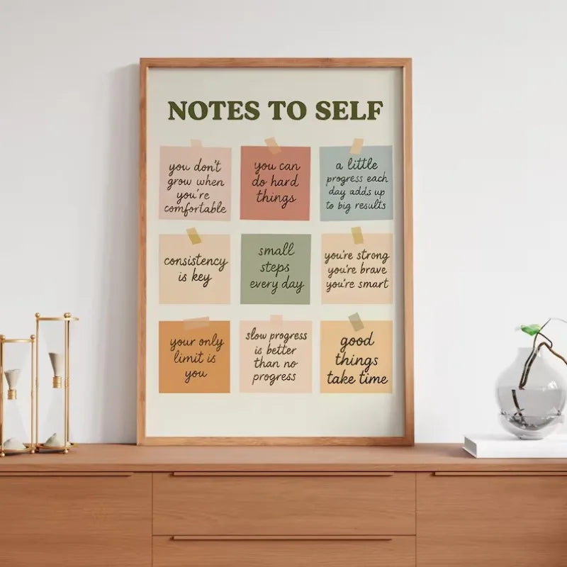 Notes To Self Growth Mindset Motivational Quotes Mental Health Psychological Poster Canvas Painting Wall Pictures Home Decor