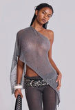 Jaded London Gold Knit Hollowed-Out One-Piece Top Halter Shawl Multi-Wear Holiday Style Halter