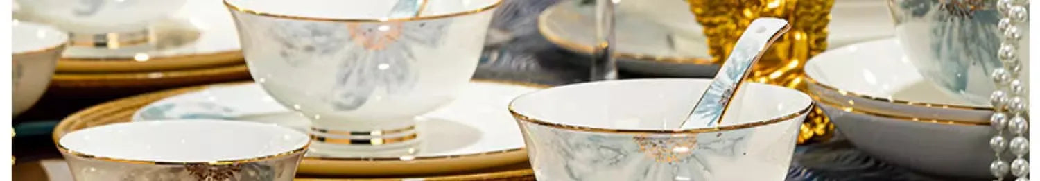 Gold Luxury Home Dinnerware Sets Gift Wedding Guests Party Kitchen Tableware Ceramic Christmas Tableware Dinner Sets