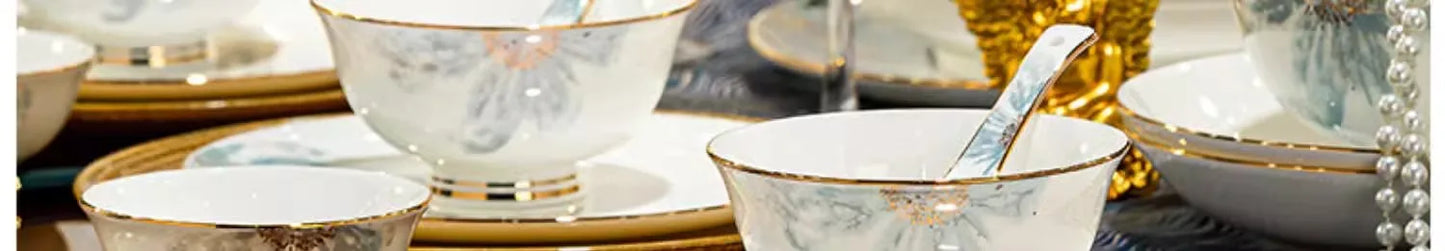 Gold Luxury Home Dinnerware Sets Gift Wedding Guests Party Kitchen Tableware Ceramic Christmas Vaisselle Cuisine Dinner Sets