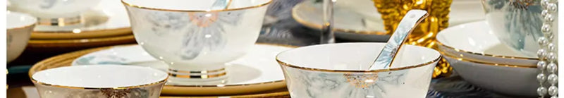 Gold Luxury Home Dinnerware Sets Gift Wedding Guests Party Kitchen Tableware Ceramic Christmas Vaisselle Cuisine Dinner Sets