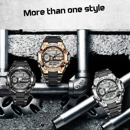 Reloj militar LIGE para hombre, digital, resistente al agua hasta 50 m, LED, de cuarzo, deportivo, grande, Masculino