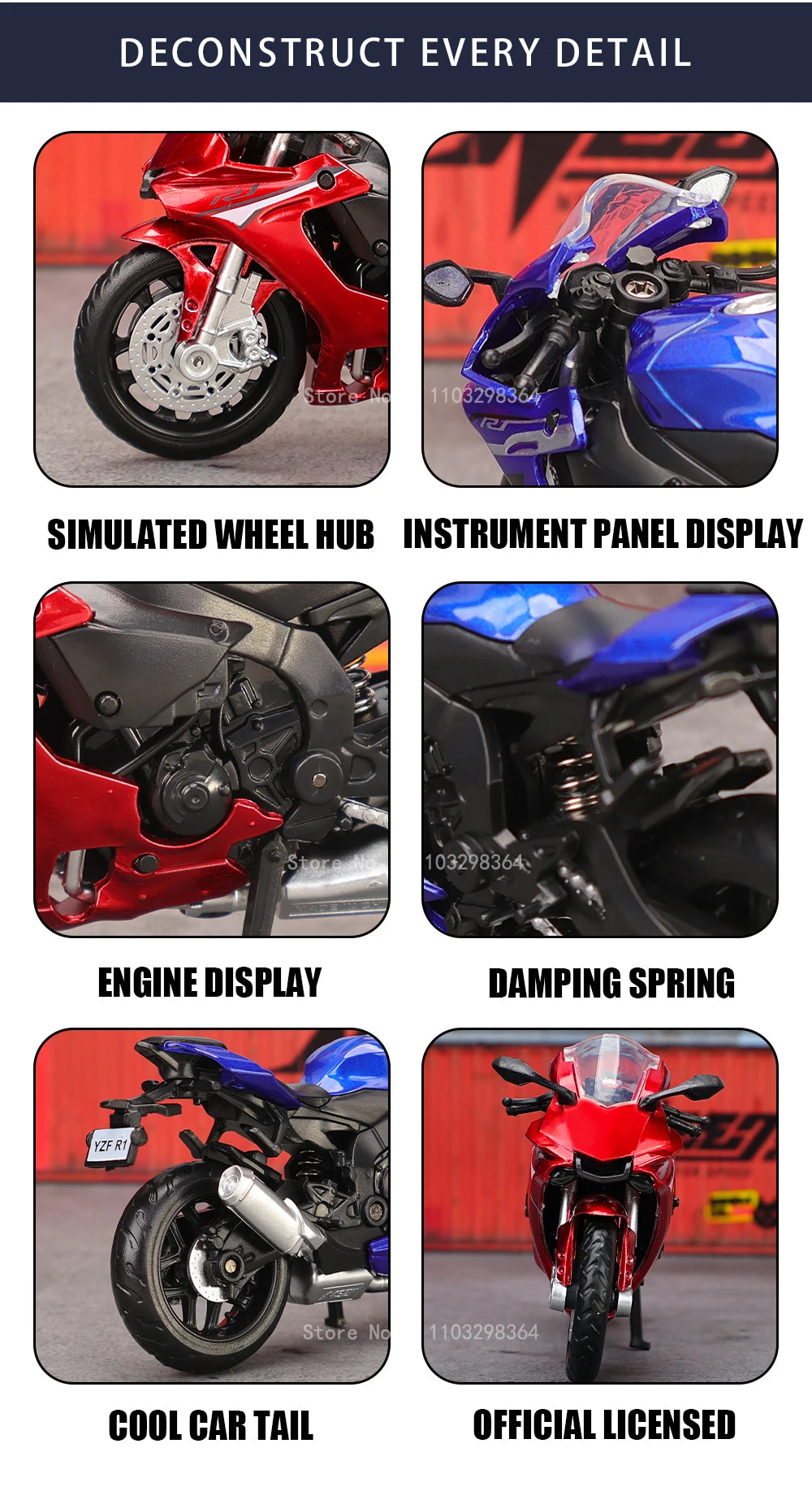 MSZ 1:18 Suzuki GSX-R1000 YAMAHA YZF-R1 1976 Rally200 Classic Motorcycle Static Model Alloy Die Casting Car Toy Gifts