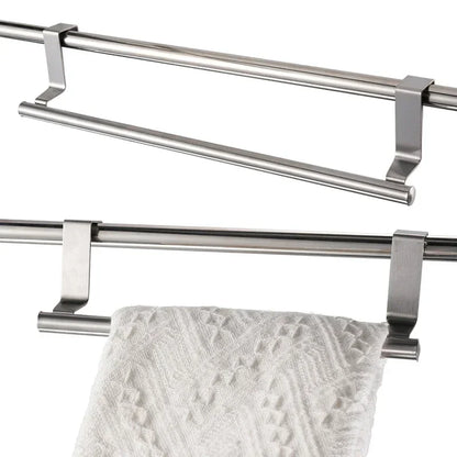 Towel Rack Over Door Towel Bar Hanging Holder Kitchen Towel Rack Stainless Steel Bathroom Kitchen Cabinet non-drilling rack