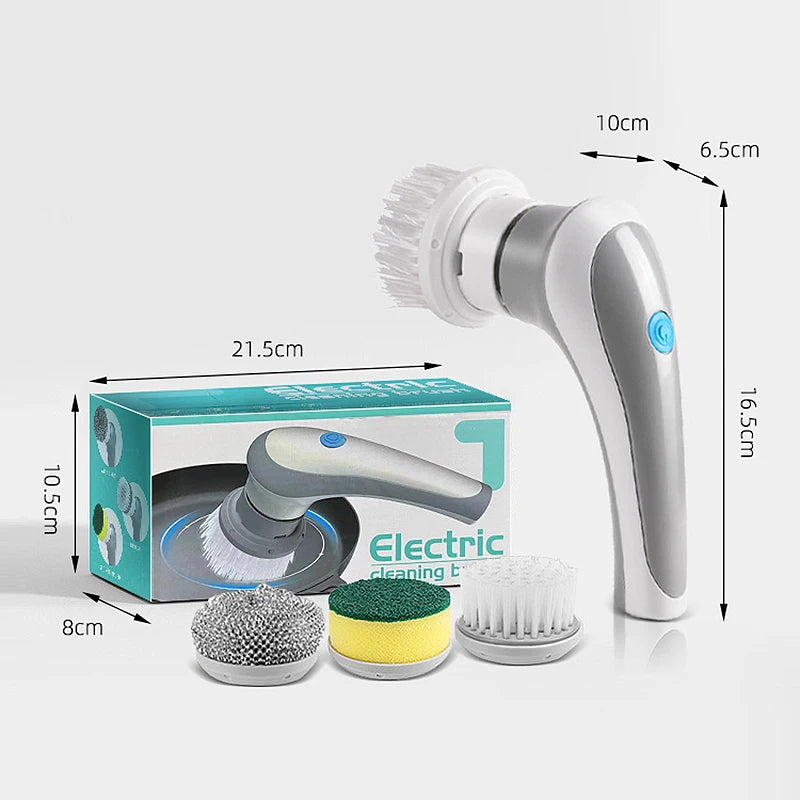 Escova elétrica multifuncional 3 em 1 para limpeza de pias, janelas, etc.-carregamento USB, esponja rotativa e escova de arame
