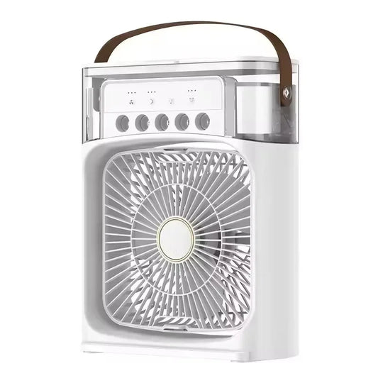 3 In 1 Summer Cooling Fan Portable Desktop Humidifier USB Mini Air Conditioner Night Light Water Mist For Home Or Office