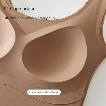 2 piezas/lote de camiseta sin mangas de seda sin costuras con almohadilla fija en el pecho para mujer, camisola sin mangas, ropa interior exterior, camisola de verano de alta elasticidad
