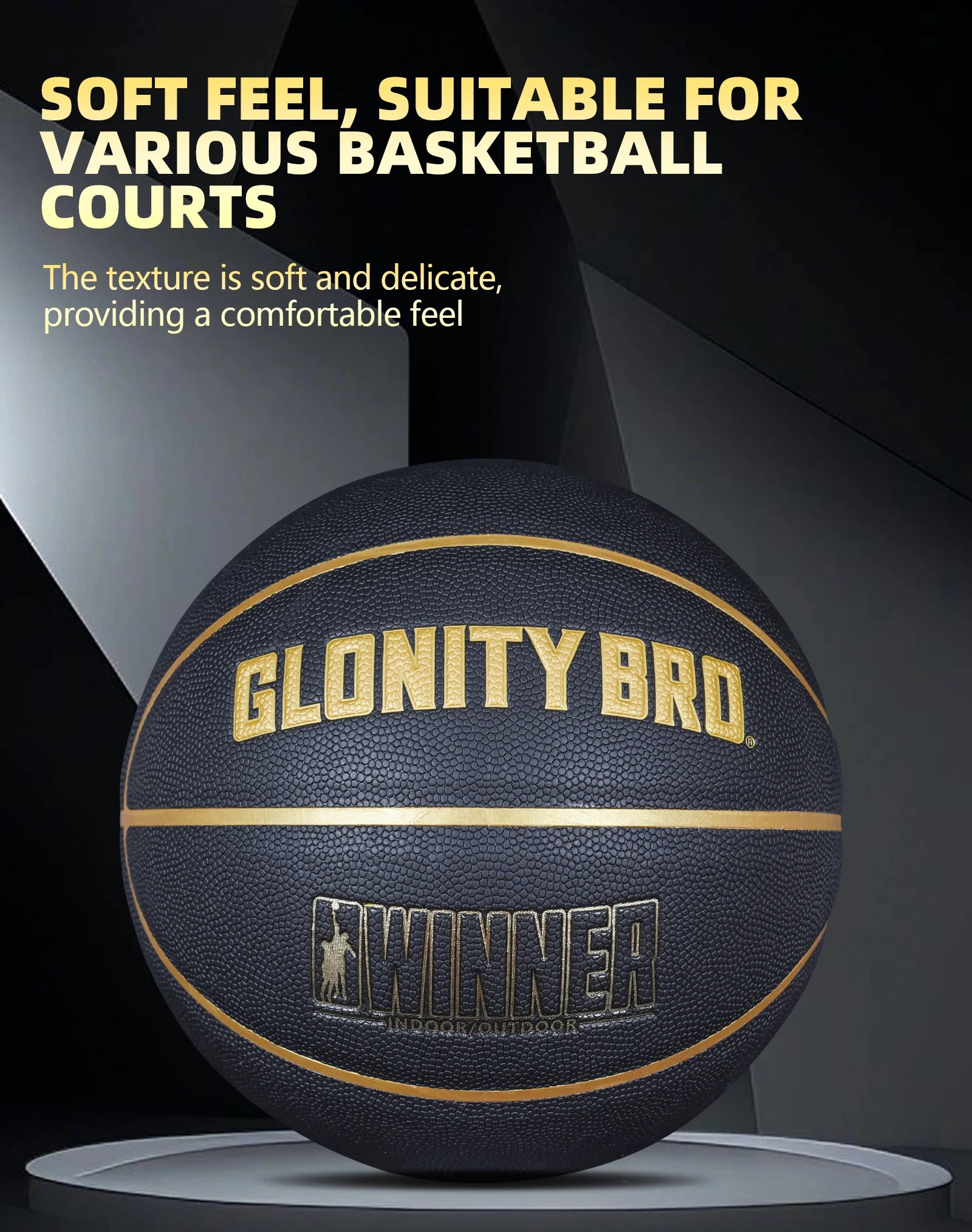 Black Gold Basketball Official Size 7 Composite Leather For Men's and Women's Outdoor Indoor Durable Training Ball High Quality