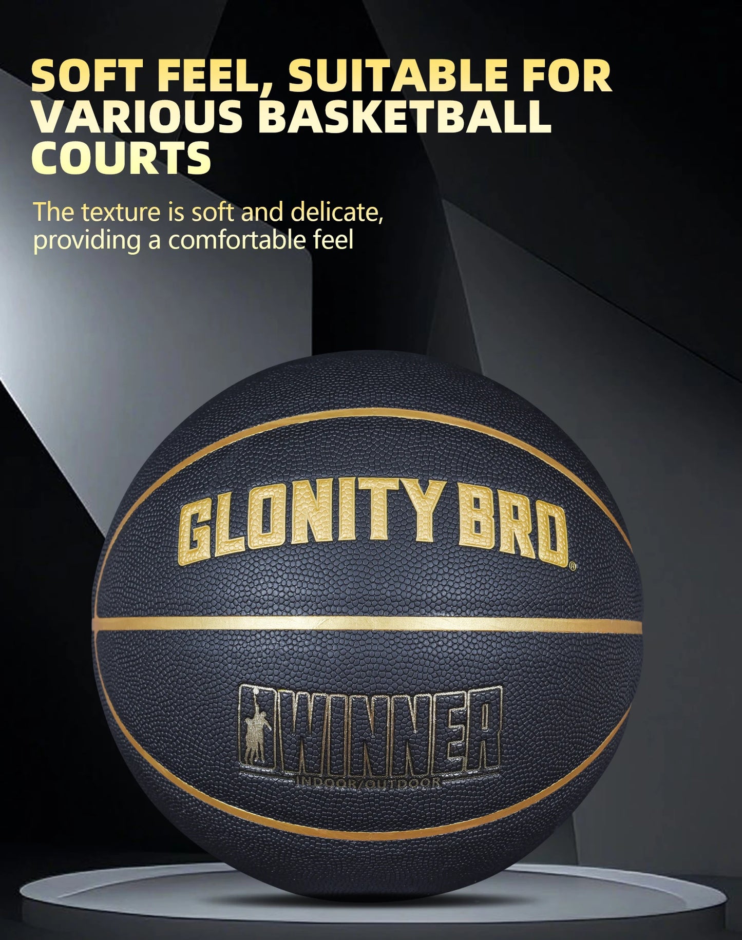 Black Gold Basketball Official Size 7 Composite Leather For Men's and Women's Outdoor Indoor Durable Training Ball High Quality