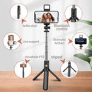 Selfie Stick Wireless Tripod Stand with Light Bluetooth Remote Extendable Tripod for iPhone Mobile Phone Tiktok Live Streaming