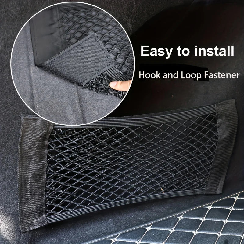 Universal Car Storage Bag Double Mesh Trunk Storage Net, Car Built-in Storage Bag, Car Fire Extinguisher Fixed Net