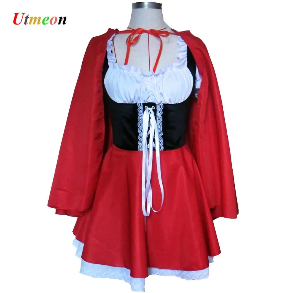 Disfraces de Halloween de S-6XL para mujer, vestido rojo con capucha, disfraz de mujer, disfraces femeninos adultos