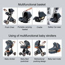 Baby Stroller 3‑in‑1 Travel System Pushchair Lightweight Pram from Birth All‑Terrain Baby Buggy Compact Fold Stroller Summer