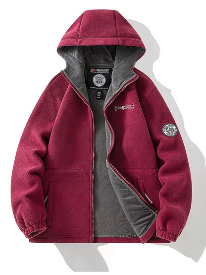 2024 Brand Winter Fleece Jacket Men's Casual Thickened Wool Jacket high quality Design Warm Fashion Hooded Coat Outdoor Ski Suit