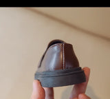 Britain Style Children's Leather Shoes for Boys 2025 Spring New Girls Retro Black Single Shoes Soft Moccasin Shoes for Children