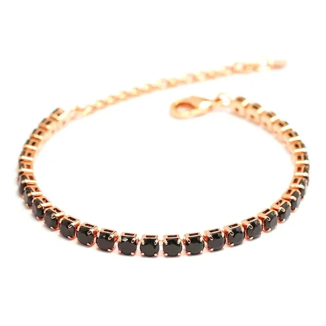 Clássico Punk Aço Inoxidável Link Chain Bracelet para Homens e Mulheres, Pulseira de tênis, Ouro, Preto, Cor Prata, Zircão, Jóias Presente