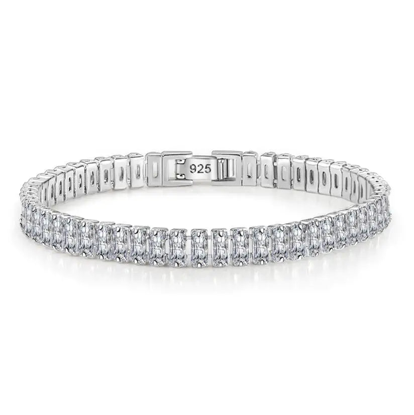 Pulsera de tenis de moissanita auténtica de 3 mm D VVS, con brillo de diamante, sólida S925, joyería para boda, regalo para mujer.