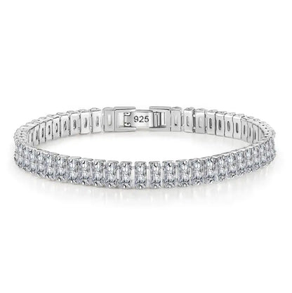 Pulsera de tenis de moissanita auténtica de 3 mm D VVS, con brillo de diamante, sólida S925, joyería para boda, regalo para mujer.
