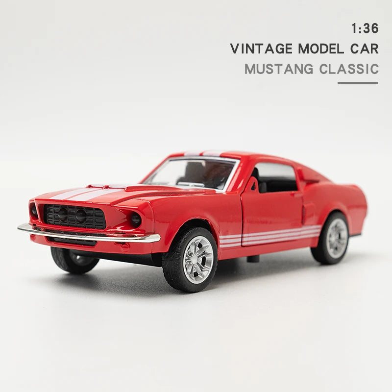 1:36 Alloy Diecast Mustang Classic Vintage Car Model Pull Back Car Miniature Vehicle Replica For Collection Gift