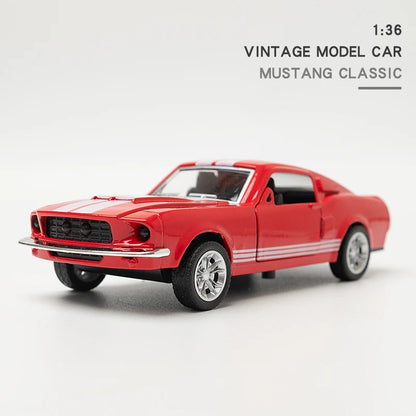 1:36 Alloy Diecast Mustang Classic Vintage Car Model Pull Back Car Miniature Vehicle Replica For Collection Gift