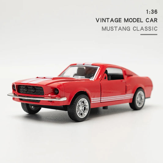 1:36 Alloy Diecast Mustang Classic Vintage Car Model Pull Back Car Miniature Vehicle Replica For Collection Gift