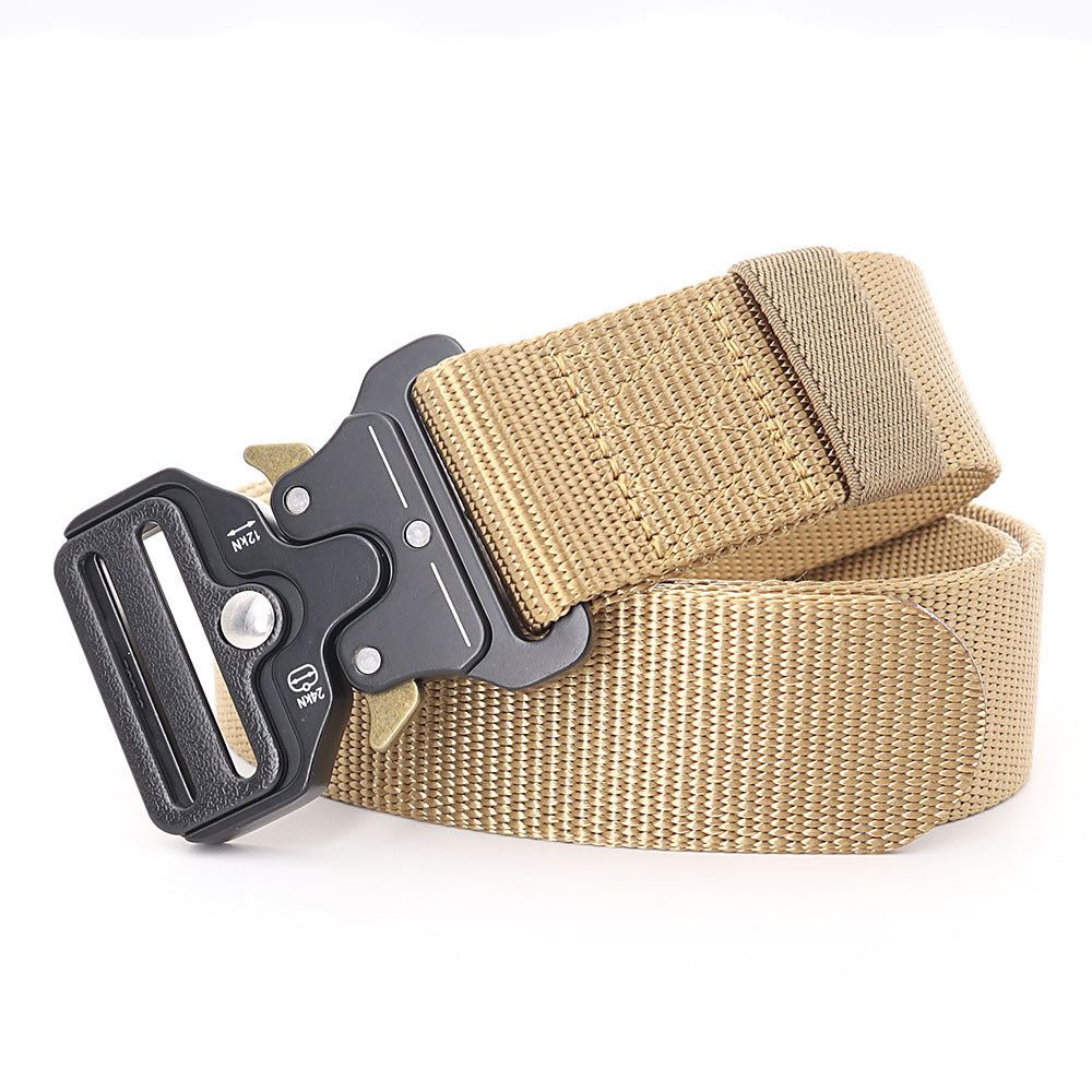 3.8X125cm - Belt Quick Release Outdoor  Metal Belt Soft Real Nylon Sports Accessories Men And Women Black Belt