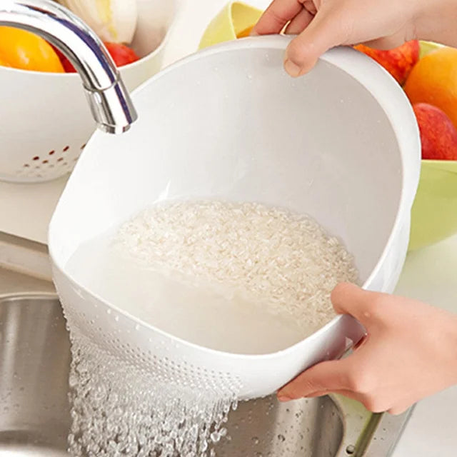 1pc-Plastic Drain Basket Strainer, Rice Bowl, Drain Basket, Fruit Bowl, Laundry Basket, Handle, Home Kitchen Organizer 