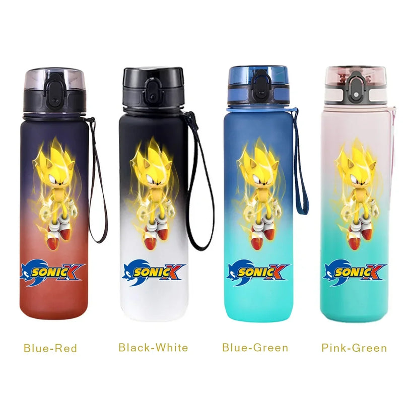 650ML Sonic Hedgehog Sport Water Bottle Large Capacity Cartoon Portable Plastic Water Bottle Drinking Cup Student Birthday Gifts