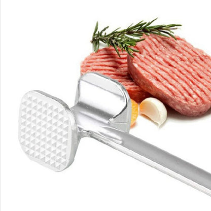 Martillo ablandador de carne de 19 cm, de aleación de aluminio, para uso doméstico, de metal, para carne, herramienta de cocina, resistente, duradero, de doble cara.